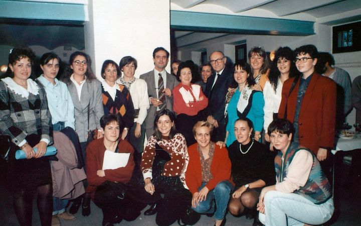 1992 Secretàries ETSEA amb Rector i Gerent de la UPC